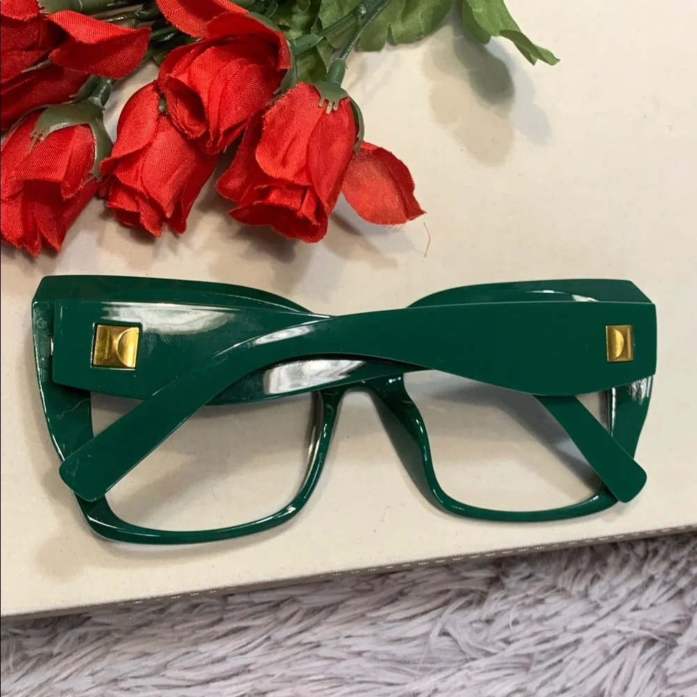 🌹Green Modern Retro Style Oversized Square Fashion Glasses Or Prescription